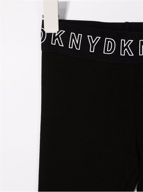 Leggings bambina con vita elasticcizzata e scritta logo DKNY KIDS | D34A4209BT